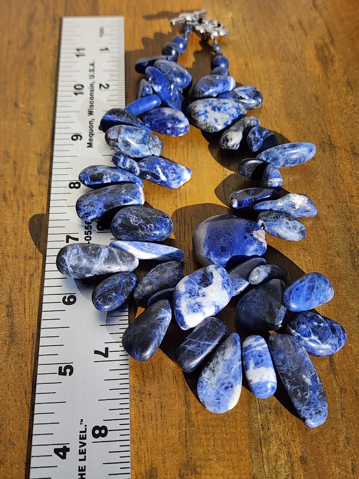 Chunky Sodalite Gemstone Necklace Blue Natural Stone Artisan Toggle Clasp