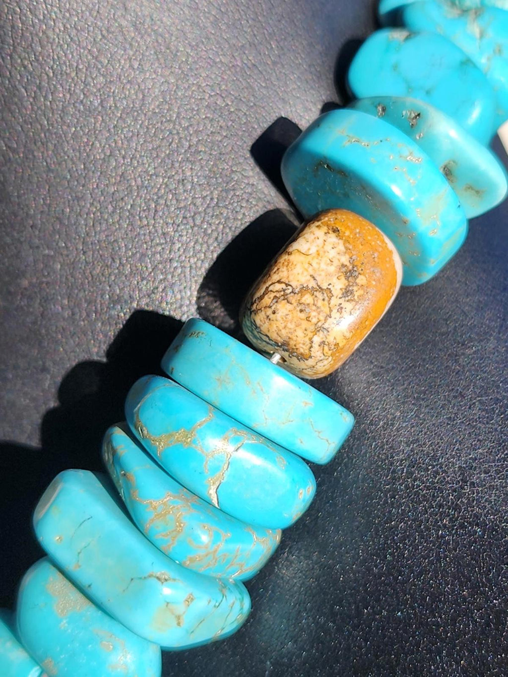 Genuine Chunky Turquoise Southwest Necklace Silver 925 w Tiger’s Eye 284g