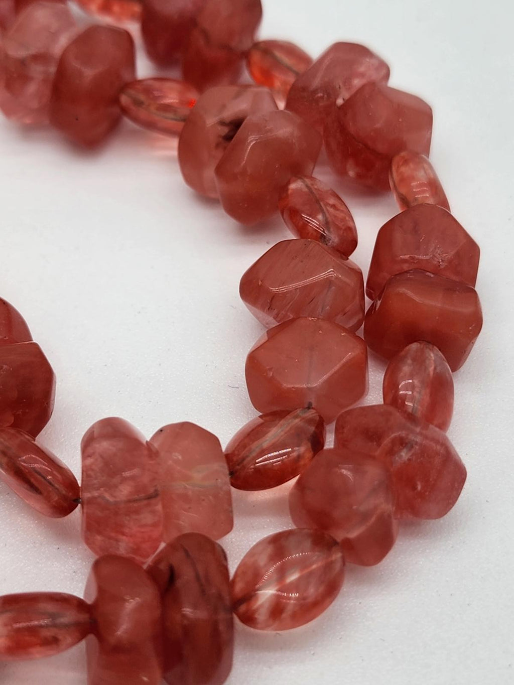 Cherry or Strawberry Quartz 925 Silver Necklace Dainty Pink Gemstone Jewelry