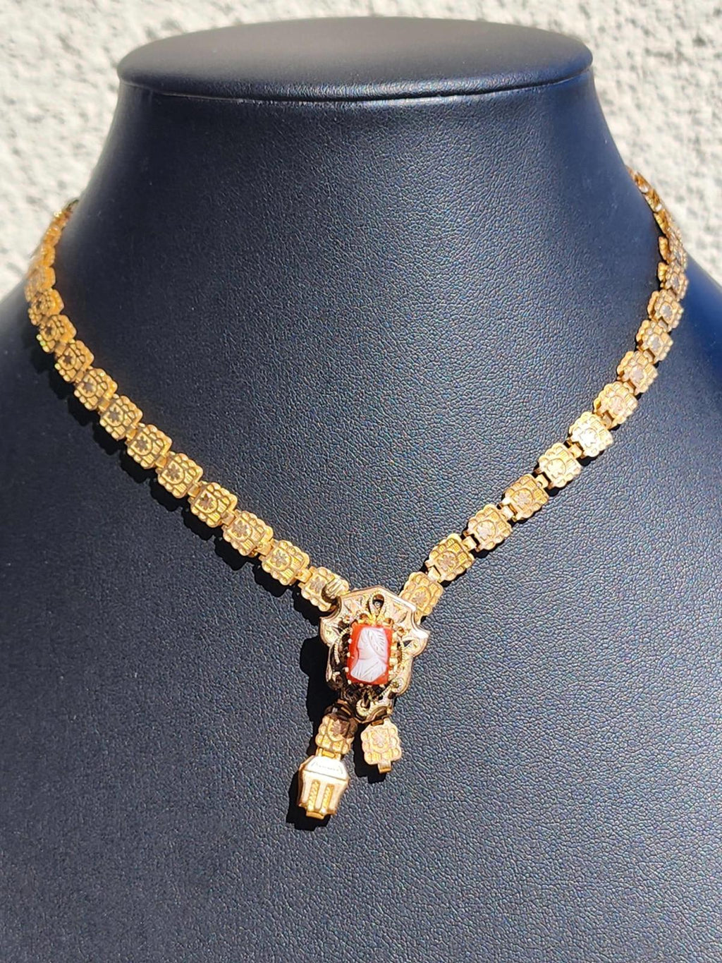 Antique Gold Fill Cameo Necklace Victorian Edwardian Art Deco Jewelry 1910–1930