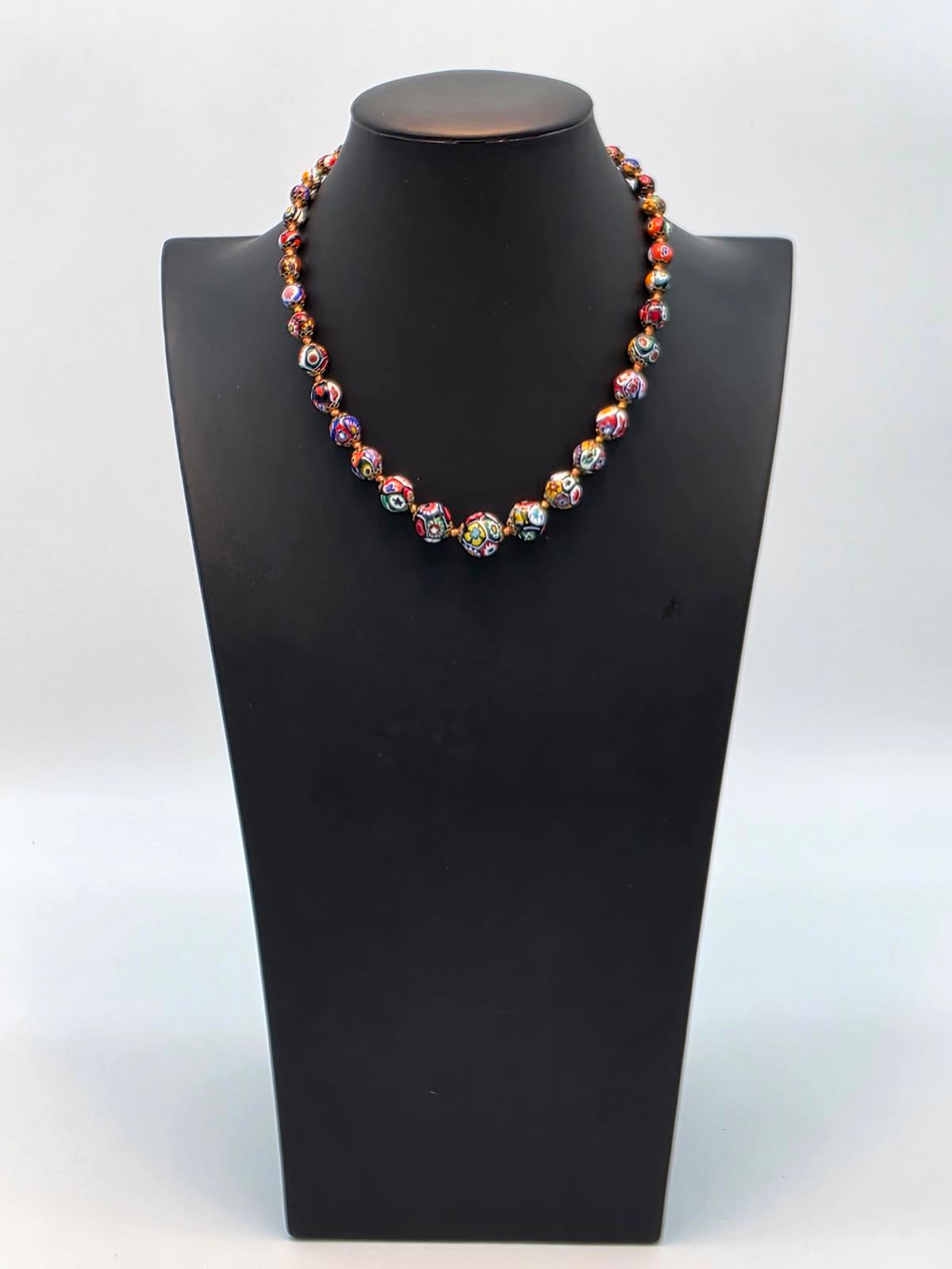 Vintage Murano Millefiori Venetian Glass Necklace Ercole Moretti Italian Art