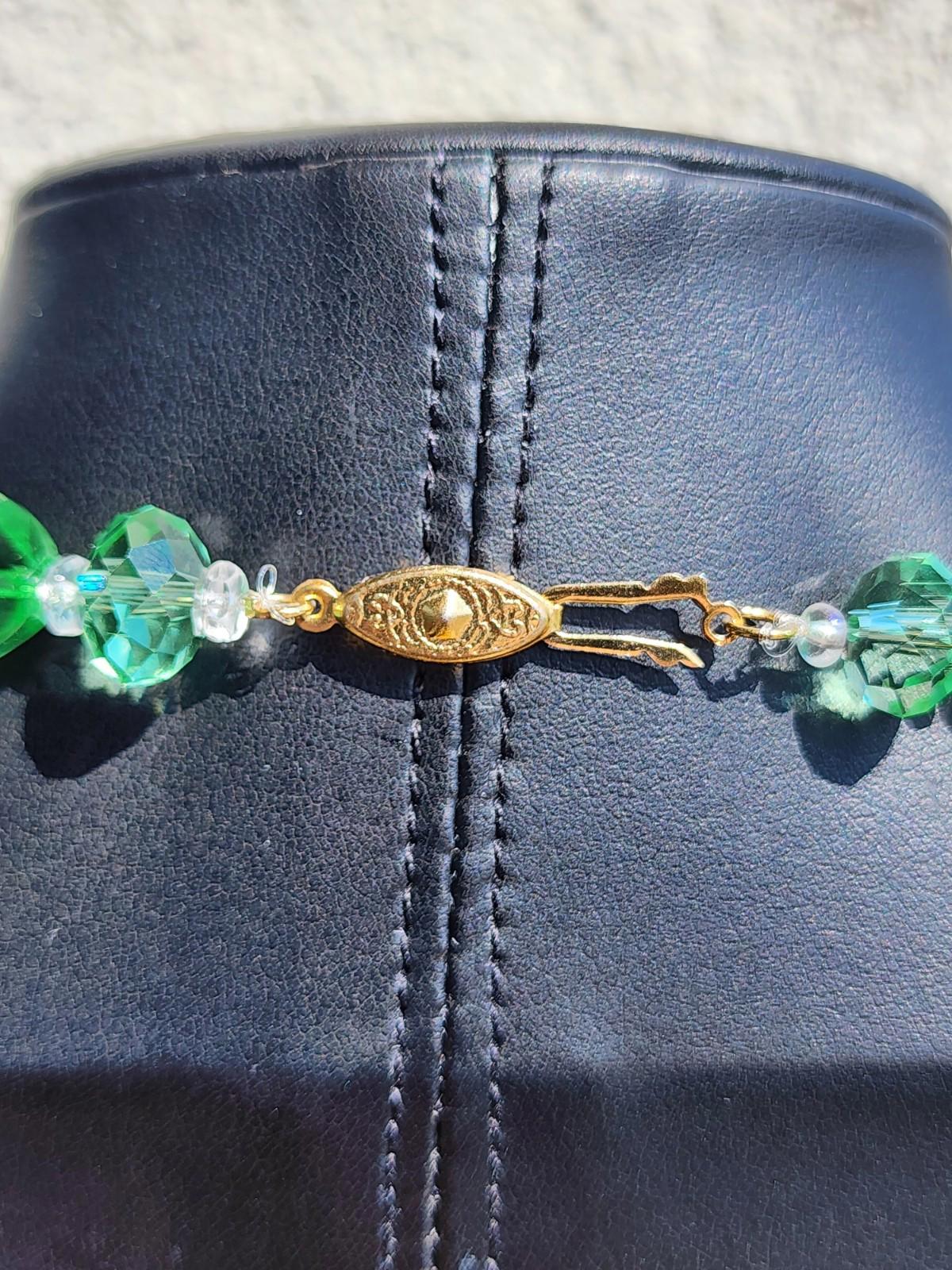 Vintage Uranium Glass Necklace | 14k Gold | Vaseline Green Czech Beads| Art Deco