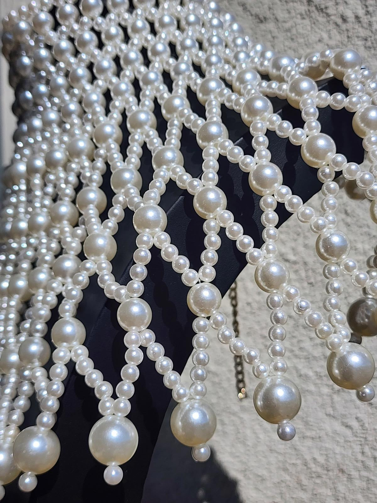 Dramatic Pearl Bib Collar Necklace | Statement Choker | Bridal Runway Jewelry
