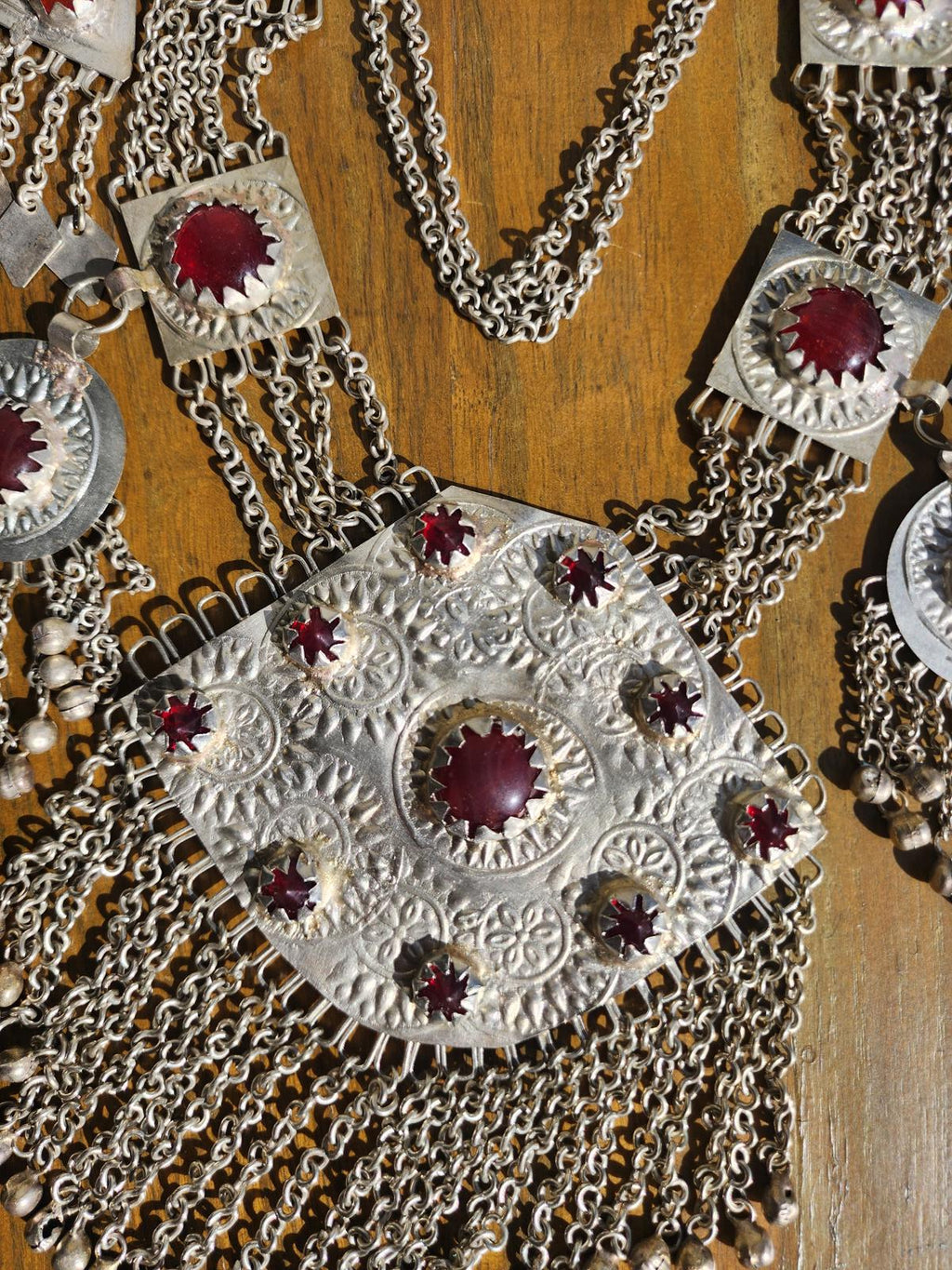 Vintage Turkmen Tribal Silver Carnelian Necklace 344g 11 Pendants Afghan Kuchi
