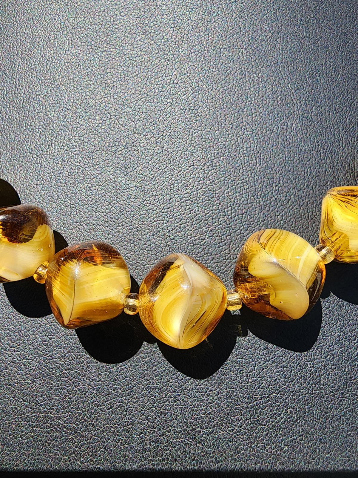 Rare Vintage Czech Amber Glass Marbled Necklace | Estate Sale | 1930's Art Deco