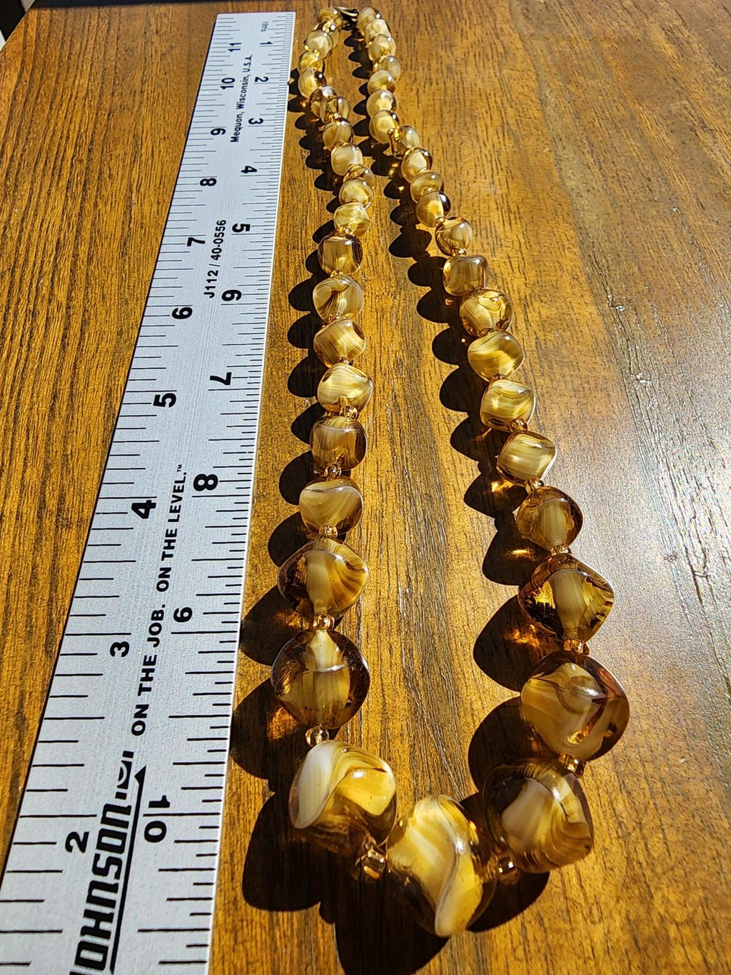 Rare Vintage Czech Amber Glass Marbled Necklace | Estate Sale | 1930's Art Deco