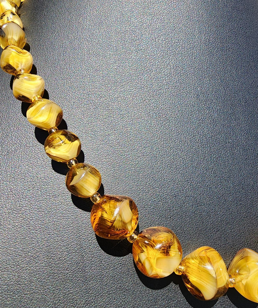 Rare Vintage Czech Amber Glass Marbled Necklace | Estate Sale | 1930's Art Deco