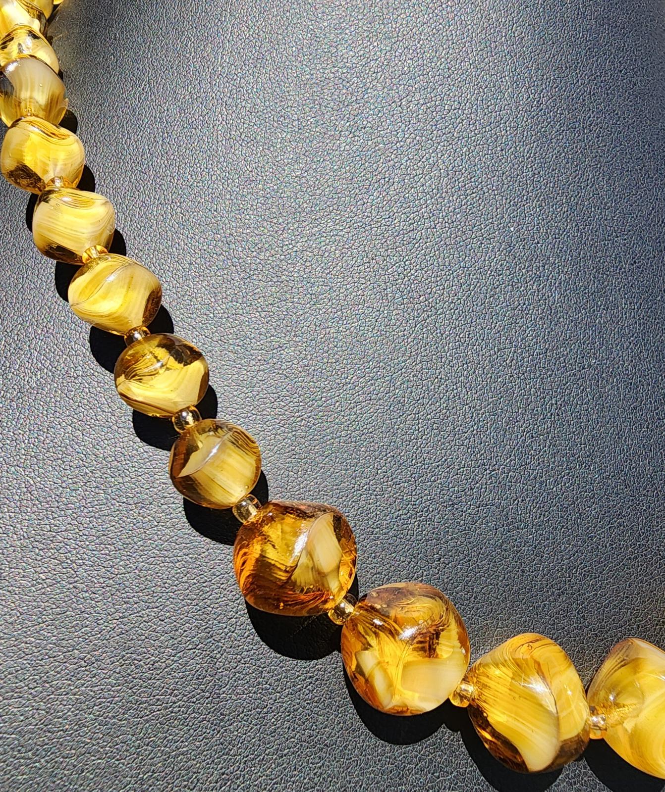 Rare Vintage Czech Amber Glass Marbled Necklace | Estate Sale | 1930's Art Deco