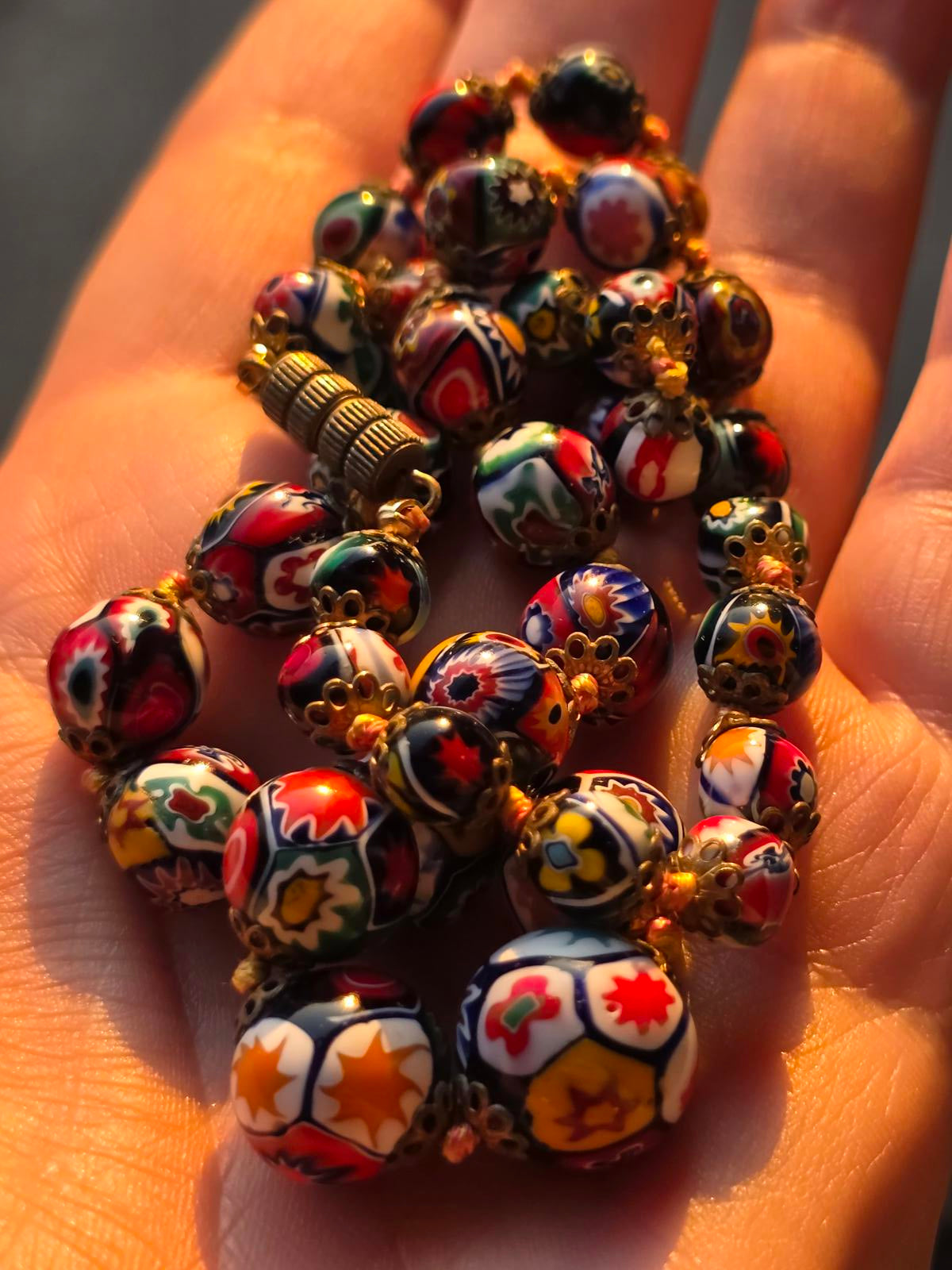 Vintage Murano Millefiori Venetian Glass Necklace Ercole Moretti Italian Art