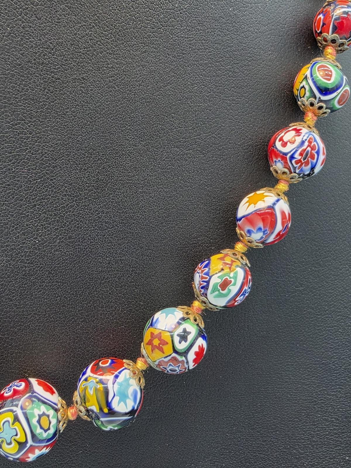Vintage Murano Millefiori Venetian Glass Necklace Ercole Moretti Italian Art