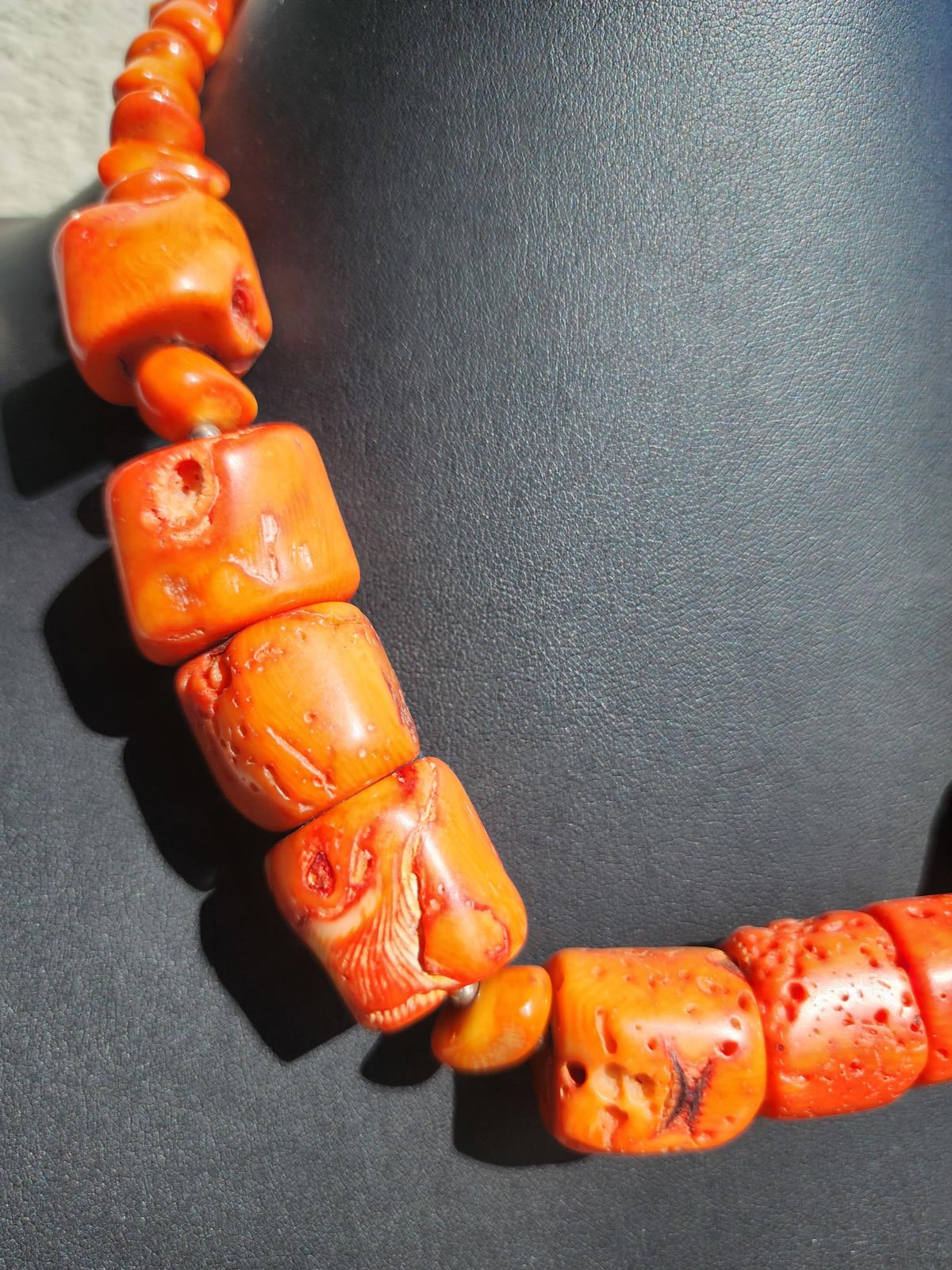 Barse Chunky Coral Statement Necklace Marked Barse & 925 172 grams 20" Long