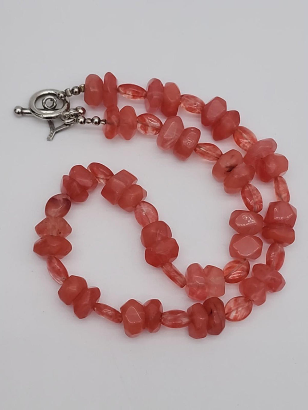 Cherry or Strawberry Quartz 925 Silver Necklace Dainty Pink Gemstone Jewelry