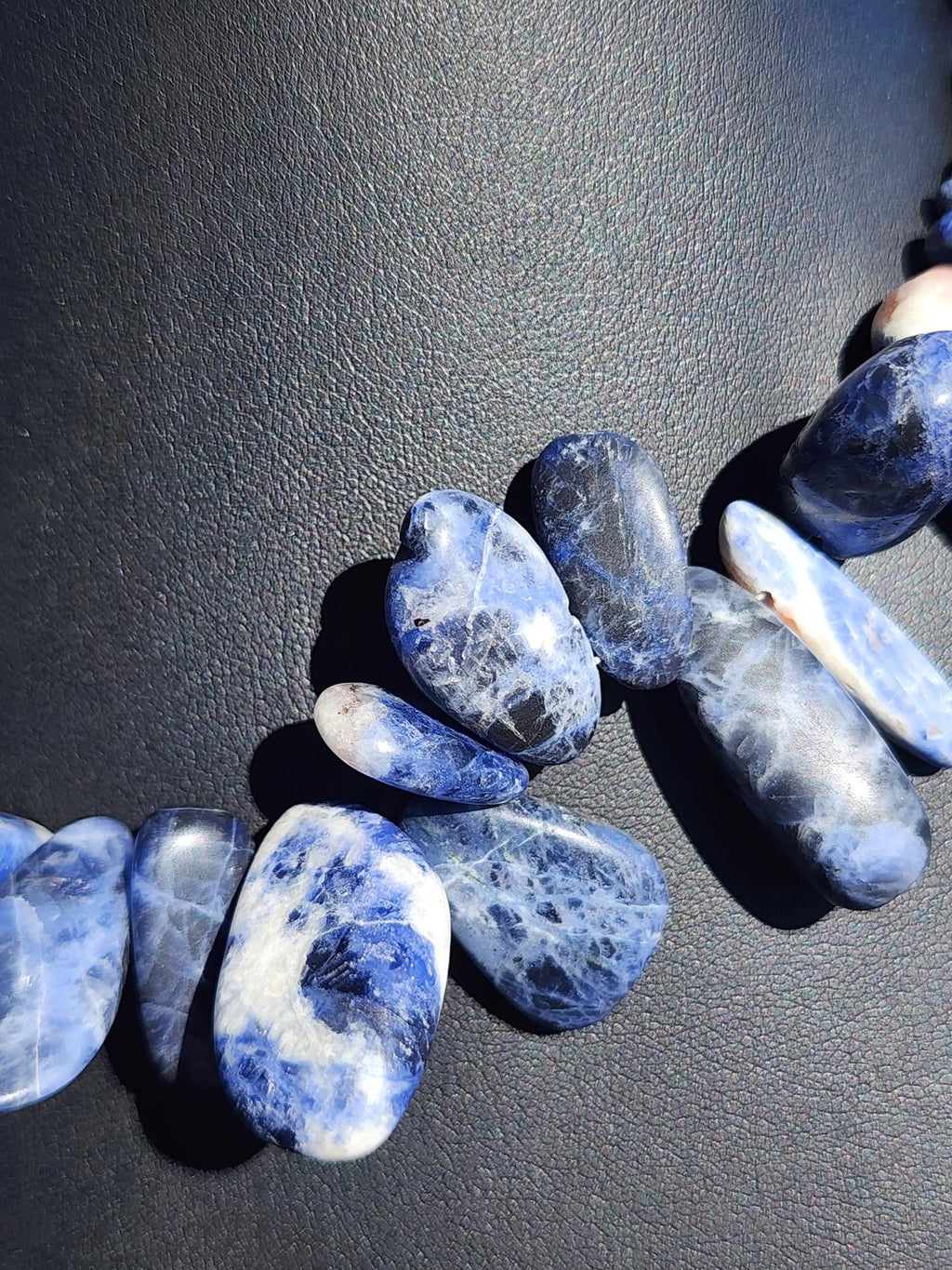 Chunky Sodalite Gemstone Necklace Blue Natural Stone Artisan Toggle Clasp
