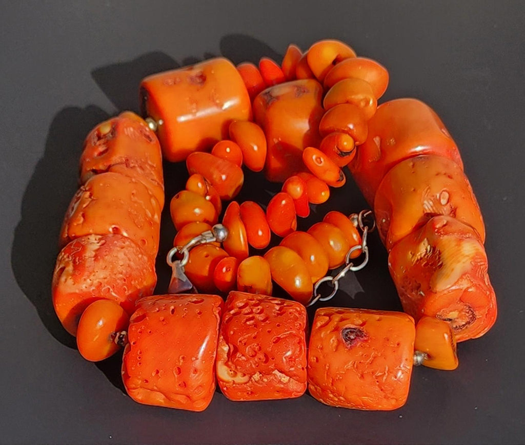 Barse Chunky Coral Statement Necklace Marked Barse & 925 172 grams 20" Long