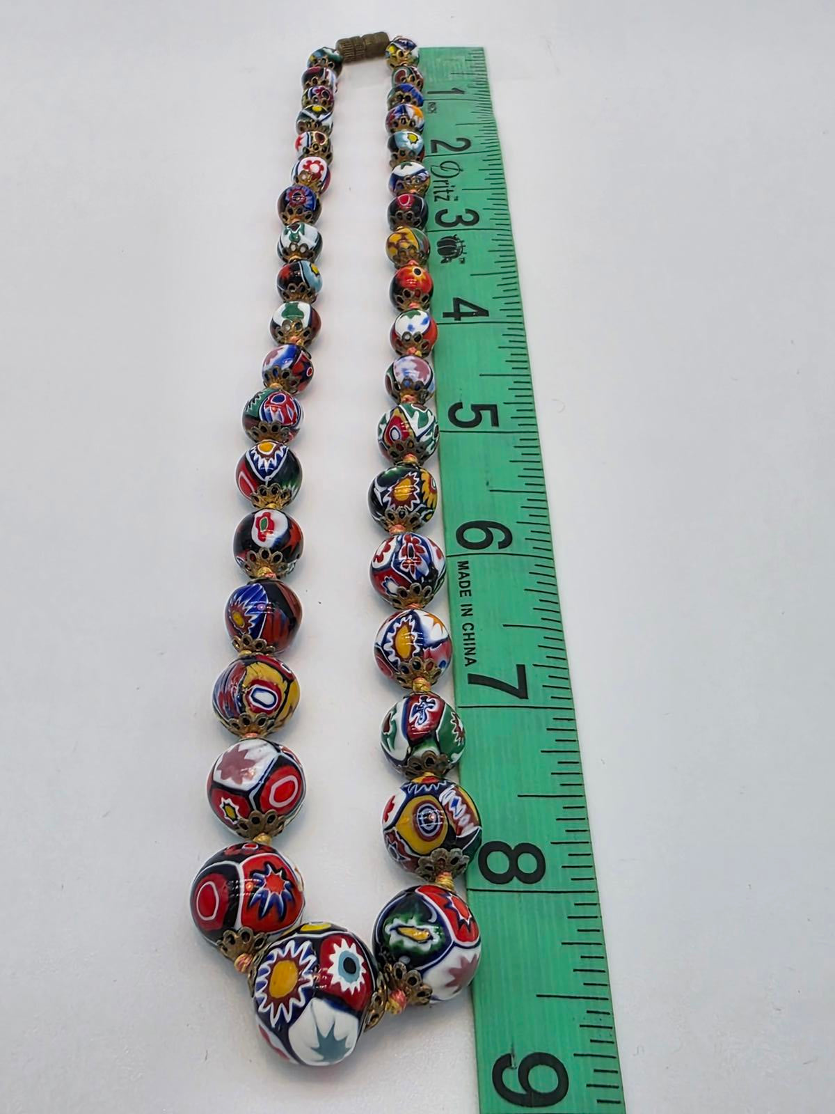 Vintage Murano Millefiori Venetian Glass Necklace Ercole Moretti Italian Art