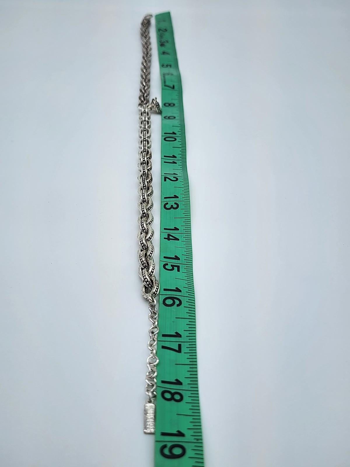 Vintage Marked Napier Silver Tone Beaded Link Chain Necklace 16–19" Adjustable