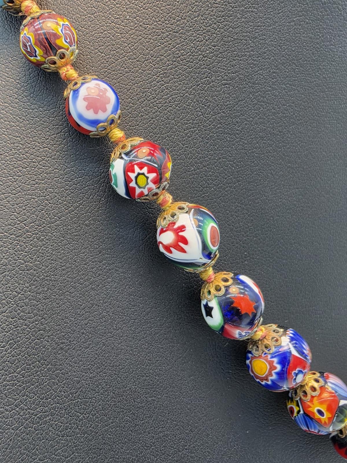 Vintage Murano Millefiori Venetian Glass Necklace Ercole Moretti Italian Art