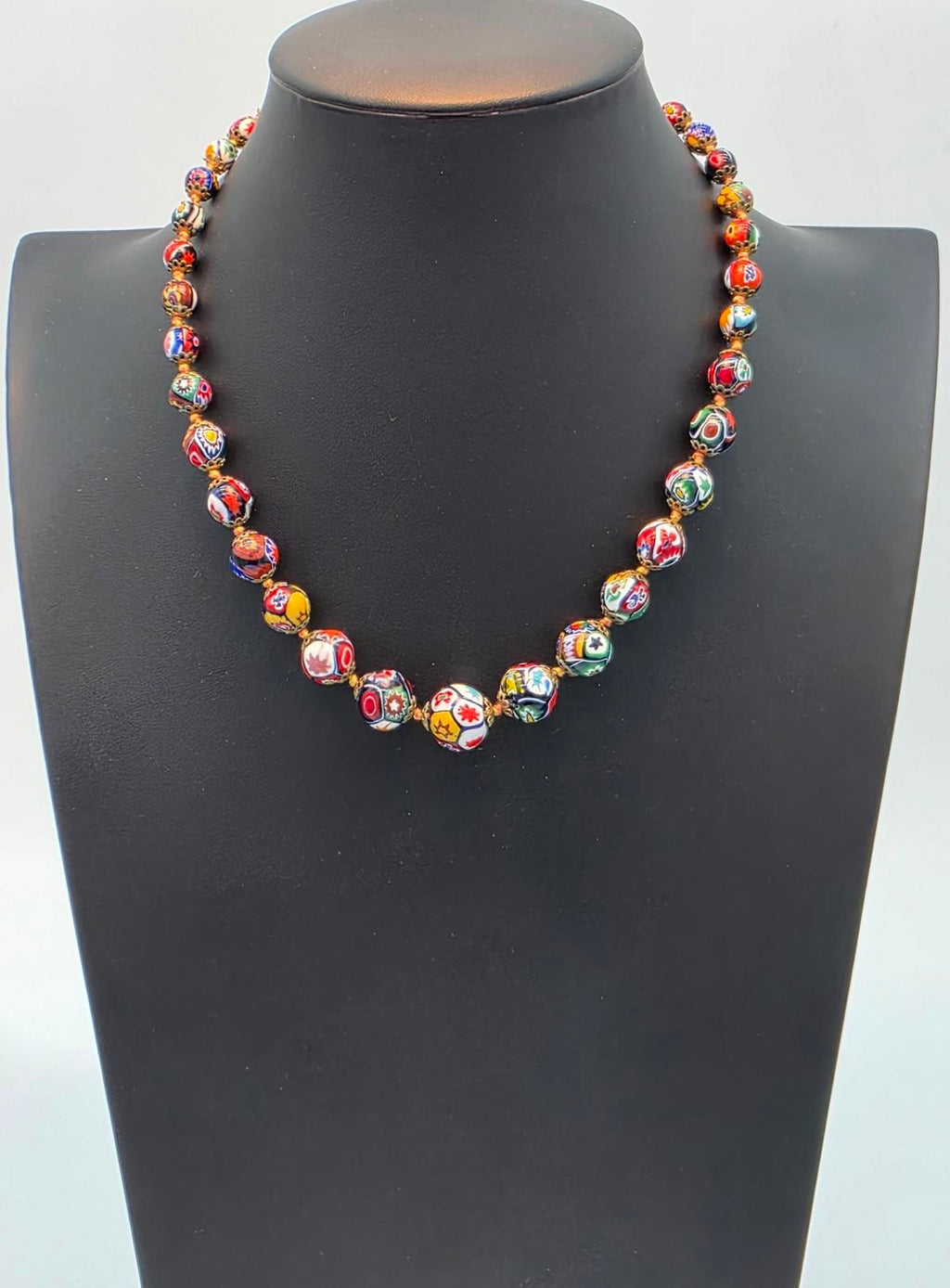 Vintage Murano Millefiori Venetian Glass Necklace Ercole Moretti Italian Art