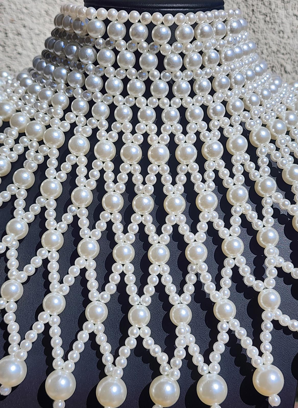 Dramatic Pearl Bib Collar Necklace | Statement Choker | Bridal Runway Jewelry