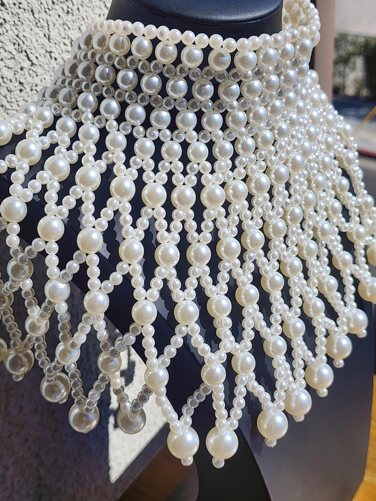 Dramatic Pearl Bib Collar Necklace | Statement Choker | Bridal Runway Jewelry