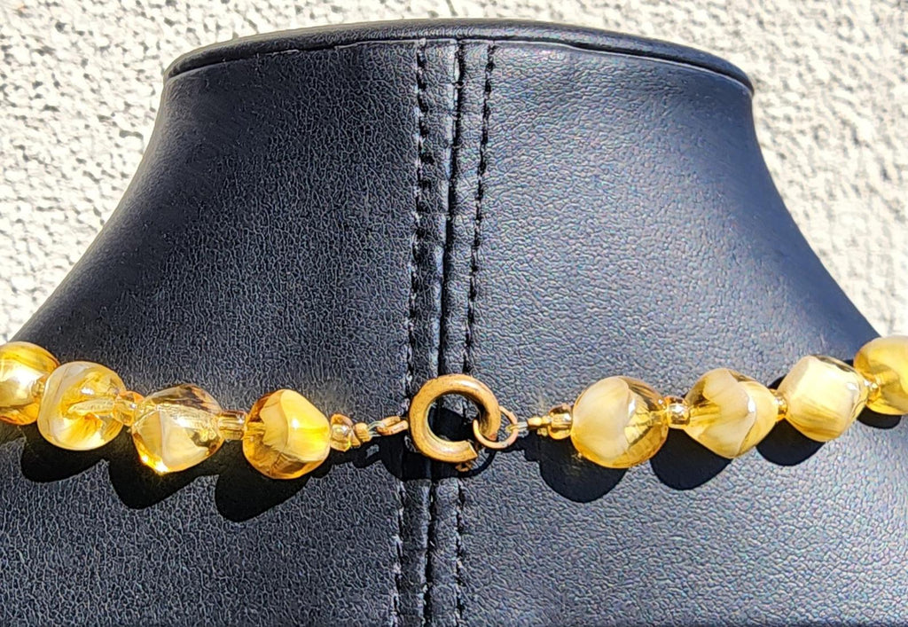 Rare Vintage Czech Amber Glass Marbled Necklace | Estate Sale | 1930's Art Deco