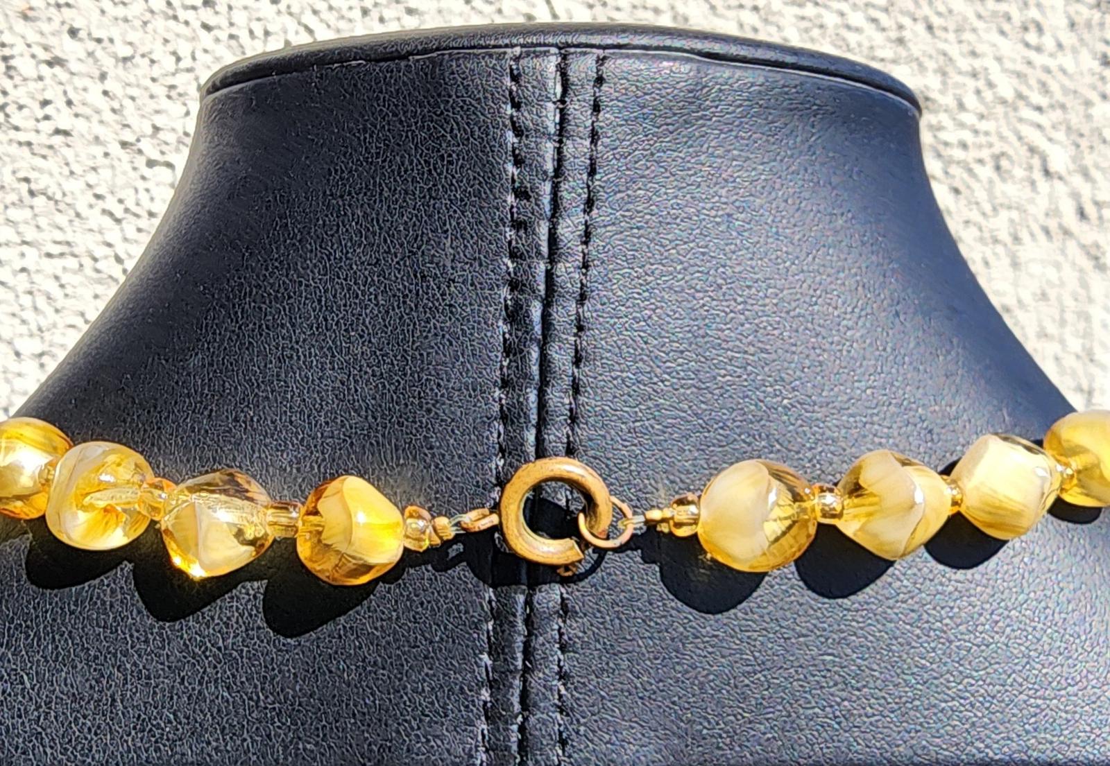 Rare Vintage Czech Amber Glass Marbled Necklace | Estate Sale | 1930's Art Deco