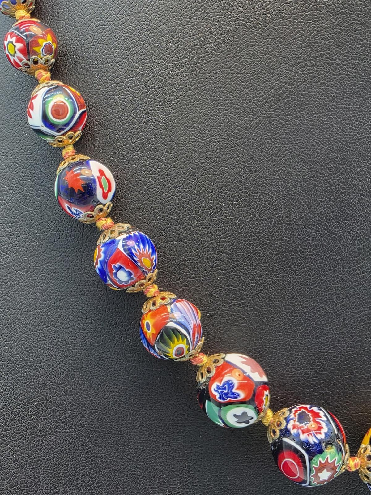 Vintage Murano Millefiori Venetian Glass Necklace Ercole Moretti Italian Art