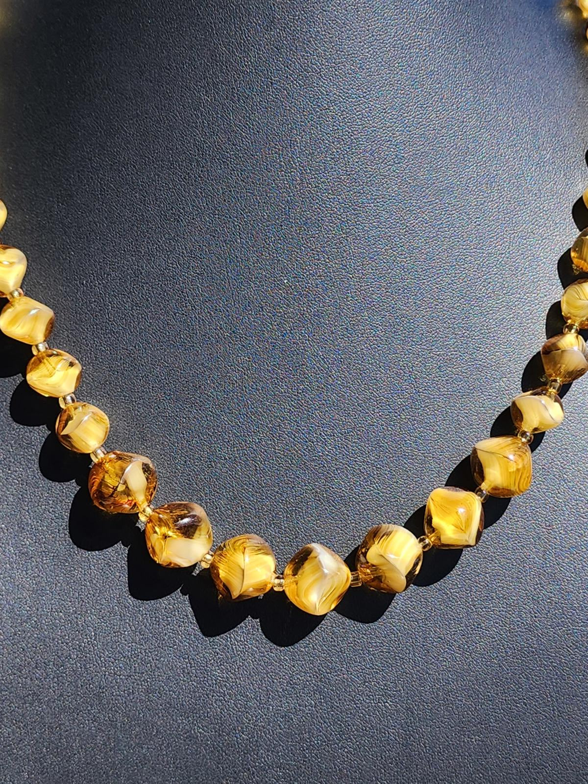 Rare Vintage Czech Amber Glass Marbled Necklace | Estate Sale | 1930's Art Deco